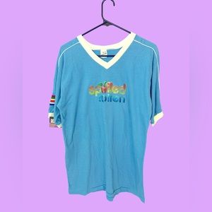*SOLD* VINTAGE Ringer tee blue and rainbow Spoiled Rotten